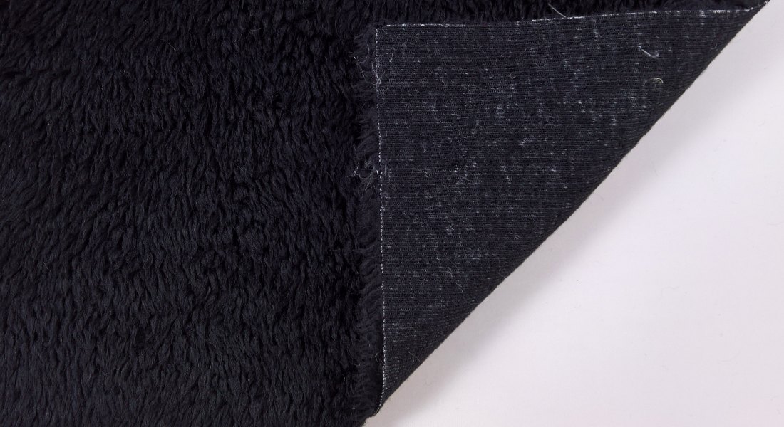 Stoff Kunstpelz Lamm Breite 150 cm, Kunstfell Meterware, schwarz