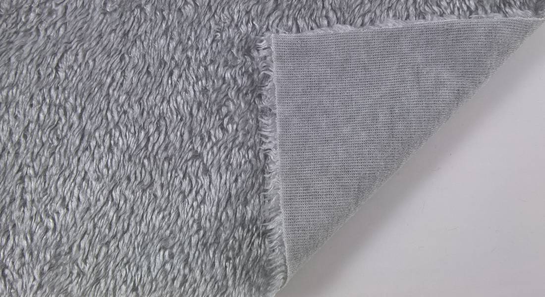 Stoff Kunstpelz Lamm Breite 150 cm, Kunstfell Meterware, hellgrau