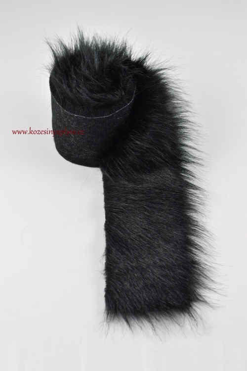 Pelzbesatz, schwarz, Flor 60 mm