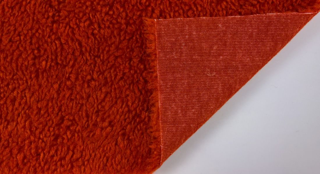 Stoff Kunstpelz Lamm Breite 150 cm, Kunstfell Meterware, terracotta