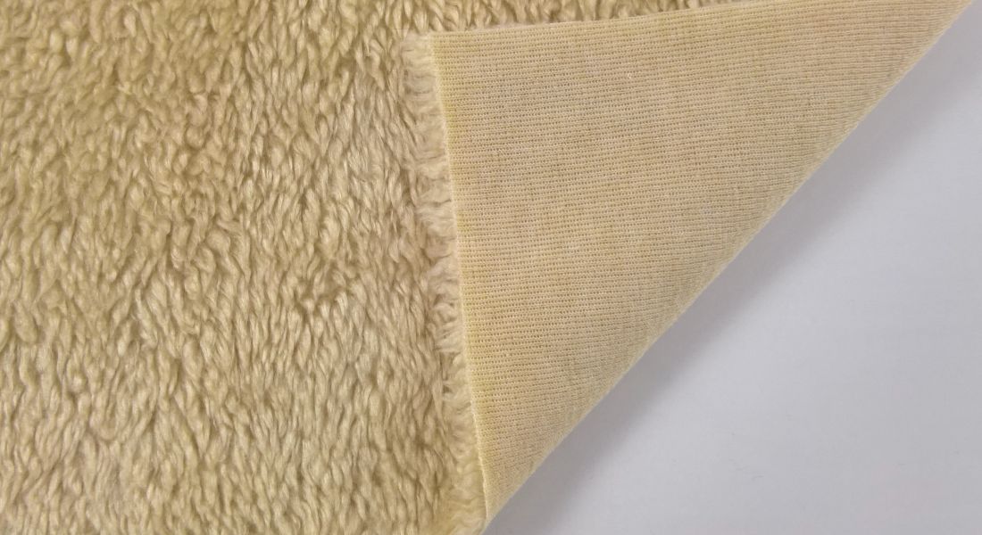 Stoff Kunstpelz Lamm Breite 150 cm, Kunstfell Meterware, Kaffeeweiß
