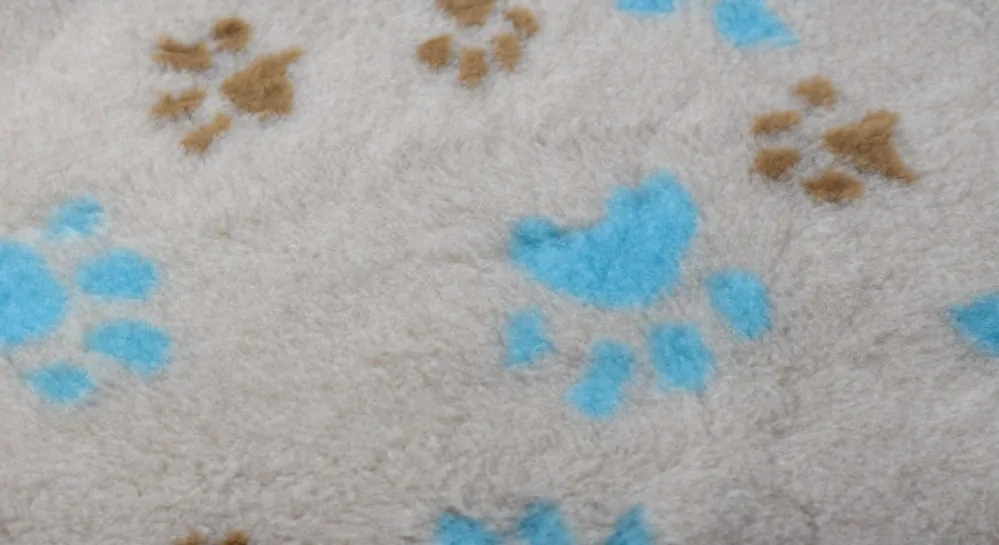 Hundematte, ISOLIEREND, Pfotenabdruck, hellblau und hellbraun