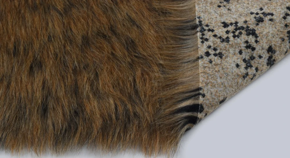 Kunstfell in Braun-Schwarz Mix – Florlänge 60 mm, Breite 150 cm