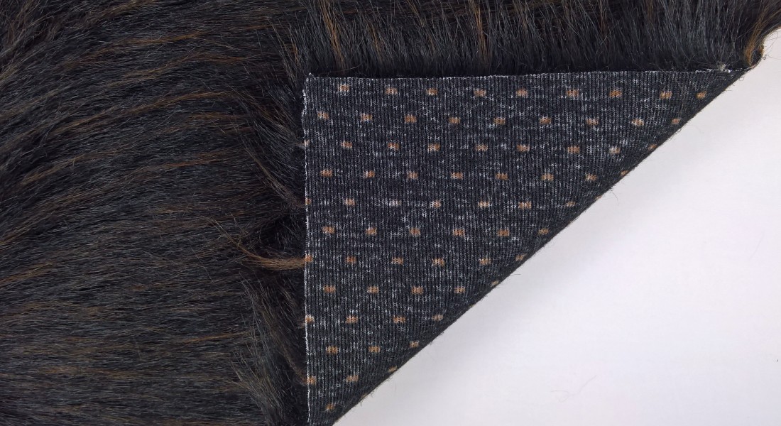 Kunstfell, schwarz melange dunkelbraun, Breite 150, Flor 60 mm