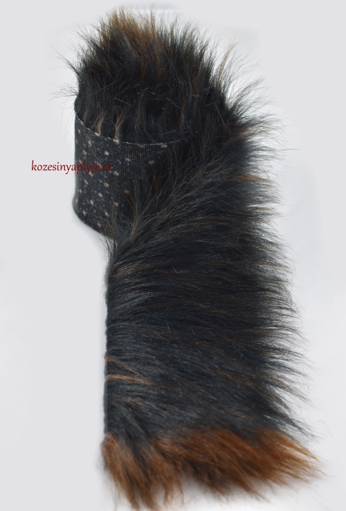 Pelzbesatz, meliert - dunkelbraun, schwarz, Flor 60mm