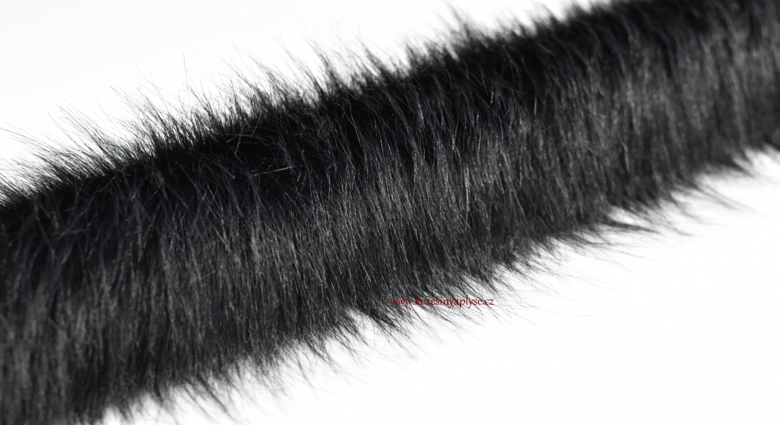 Pelzbesatz, schwarz, Flor 60 mm