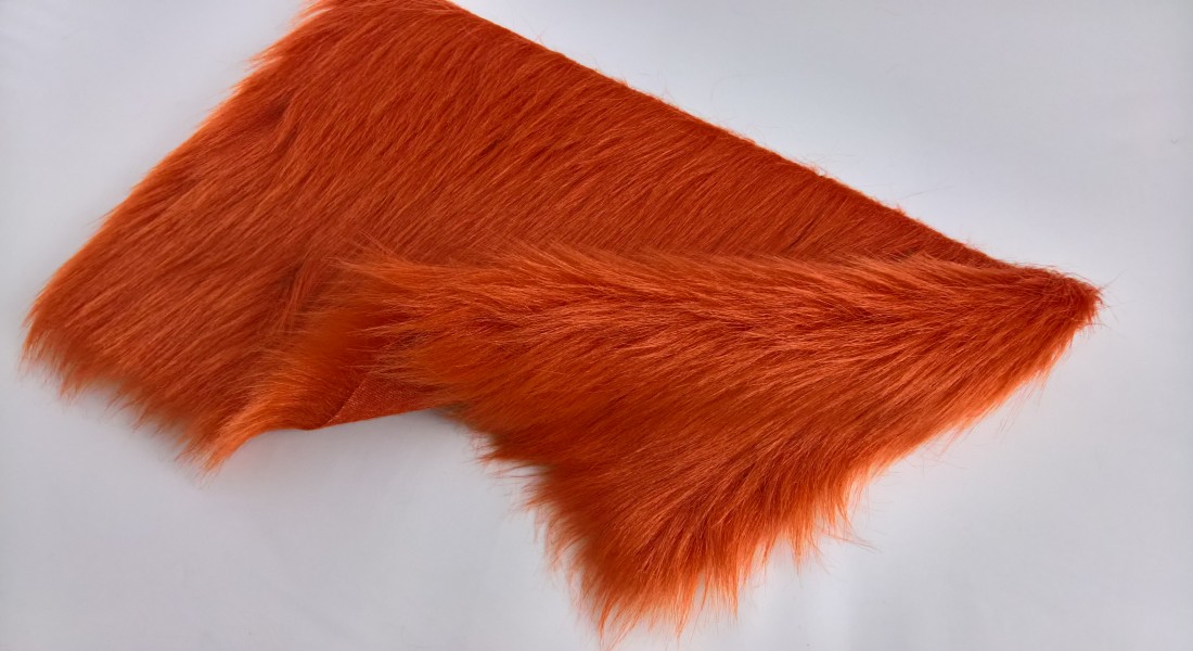 Kunstfell, Rot-orangefarbenes, Breite 150, Flor 60 mm
