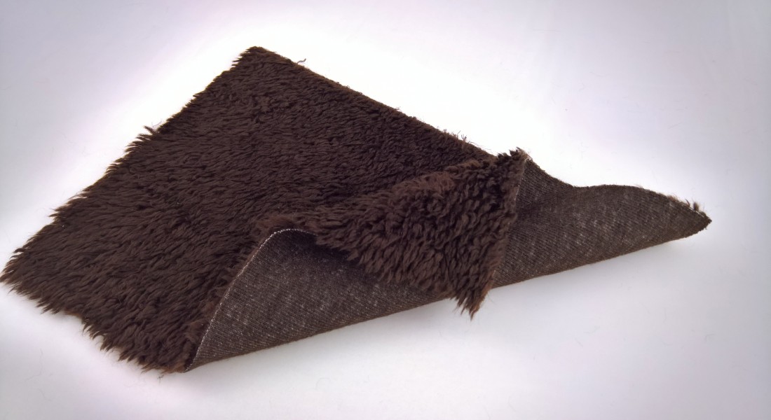 Stoff Kunstpelz Lamm Breite 150 cm, Kunstfell Meterware, dunkelbraun