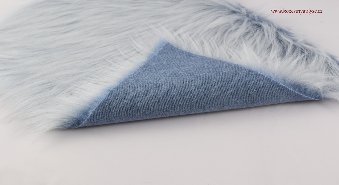 Kunstfell blau Basis mit weißen, Flor 60 mm, Breite 150 cm