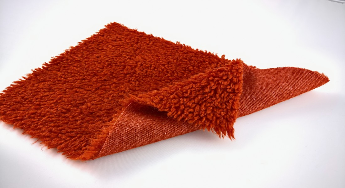 Stoff Kunstpelz Lamm Breite 150 cm, Kunstfell Meterware, terracotta
