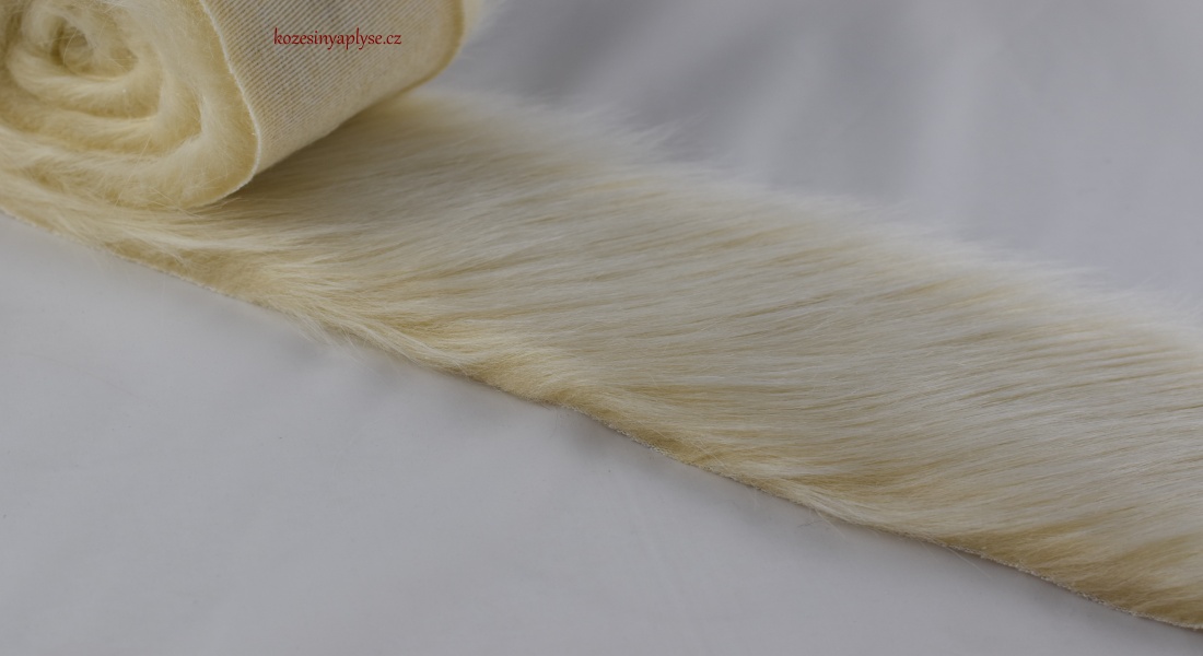Pelzbesatz, beigefarbener Grundton mit cremefarbenem Besatz, Florhöhe 60 mm