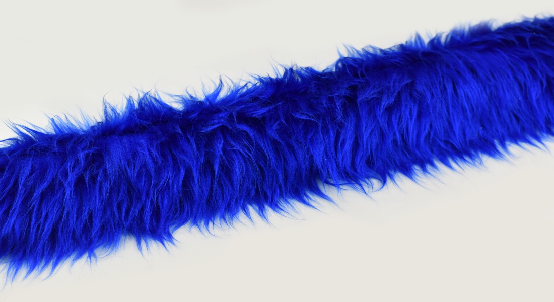 Pelzbesatz, blau, Flor 40 mm