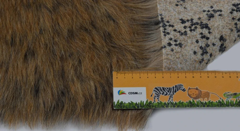 Kunstfell in Braun-Schwarz Mix – Florlänge 60 mm, Breite 150 cm
