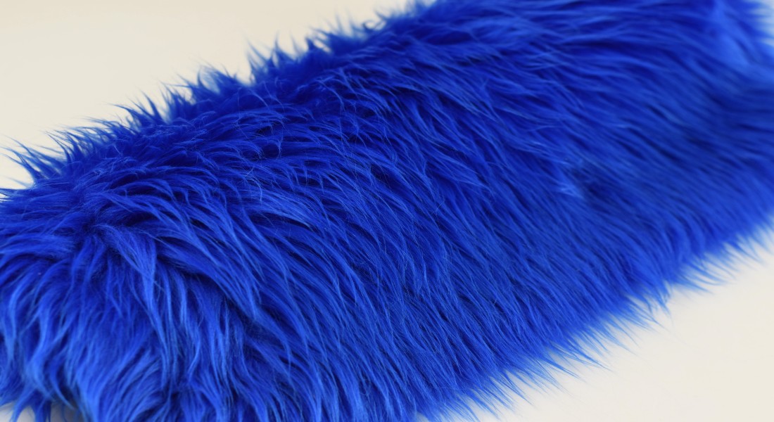 Preiswert Kunstpelz Stoff, langhaarig ,royalblau, Flor 60 mm, Breite 150