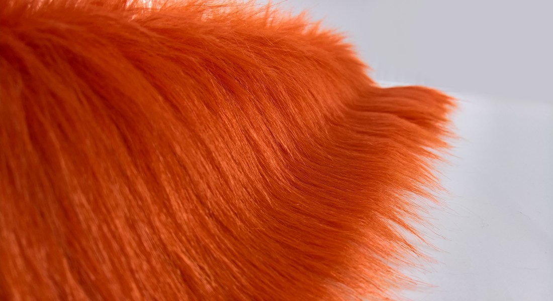 Kunstfell, Rot-orangefarbenes, Breite 150, Flor 60 mm