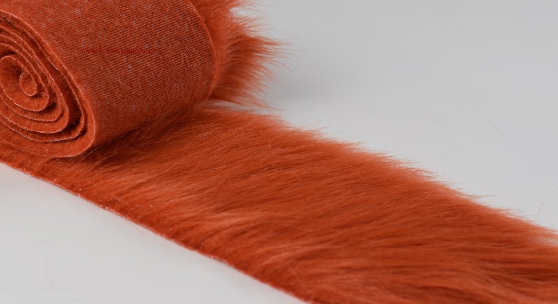 Pelzbesatz, rot-orange, Flor 60 mm
