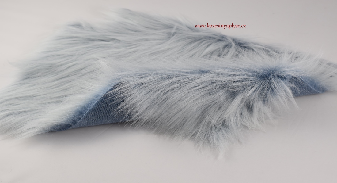 Kunstfell blau Basis mit weißen, Flor 60 mm, Breite 150 cm