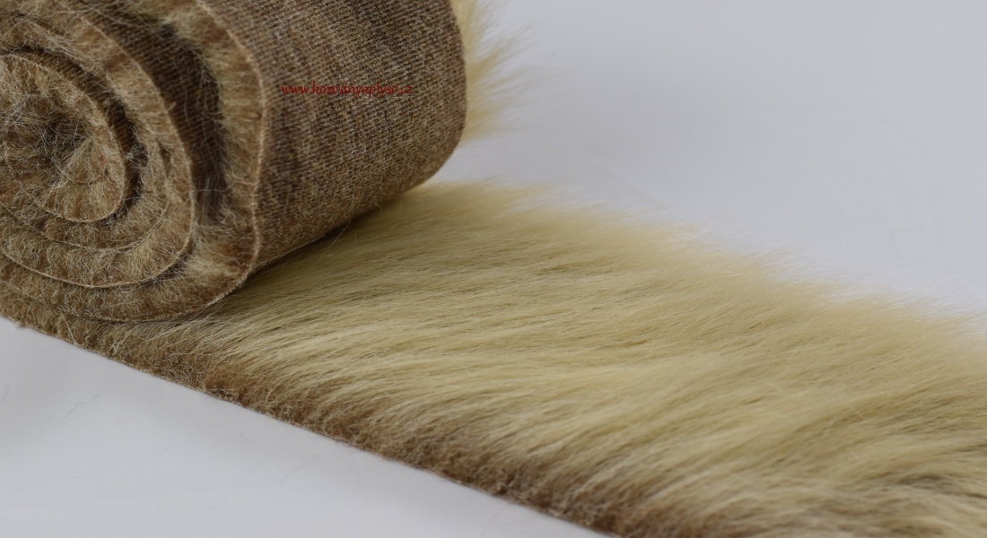 Fellbesatz, brauner Grund übergeht in creme, Flor 60 mm
