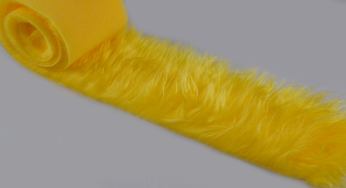 Pelzbesatz, gelb, Flor 40 mm