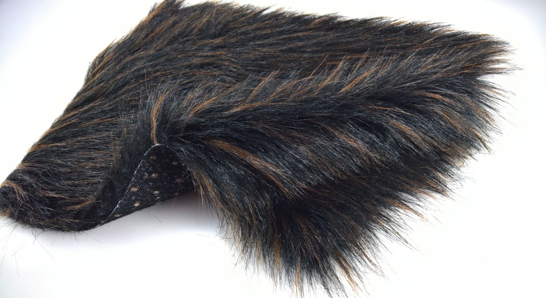 Kunstfell, schwarz melange dunkelbraun, Breite 150, Flor 60 mm