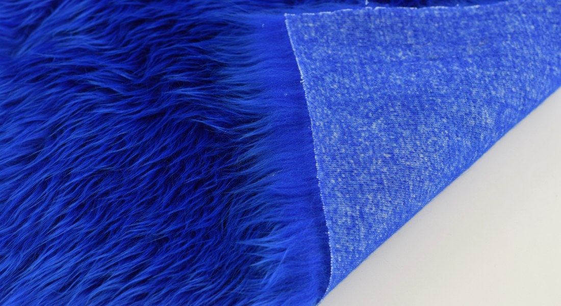 Preiswert Kunstpelz Stoff, langhaarig ,royalblau, Flor 60 mm, Breite 150