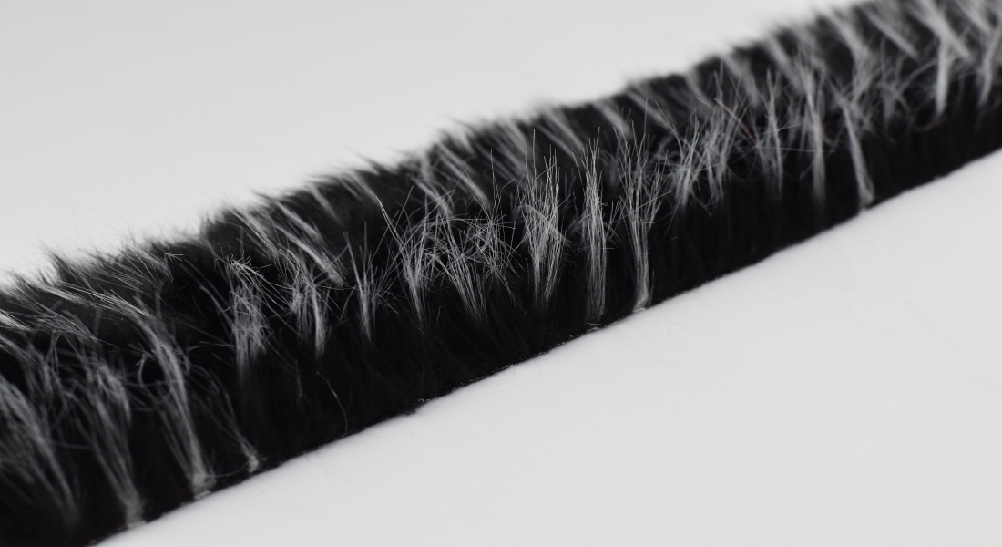 Pelzbesatz, Fransen - schwarz mit weiß, vlas 60 mm