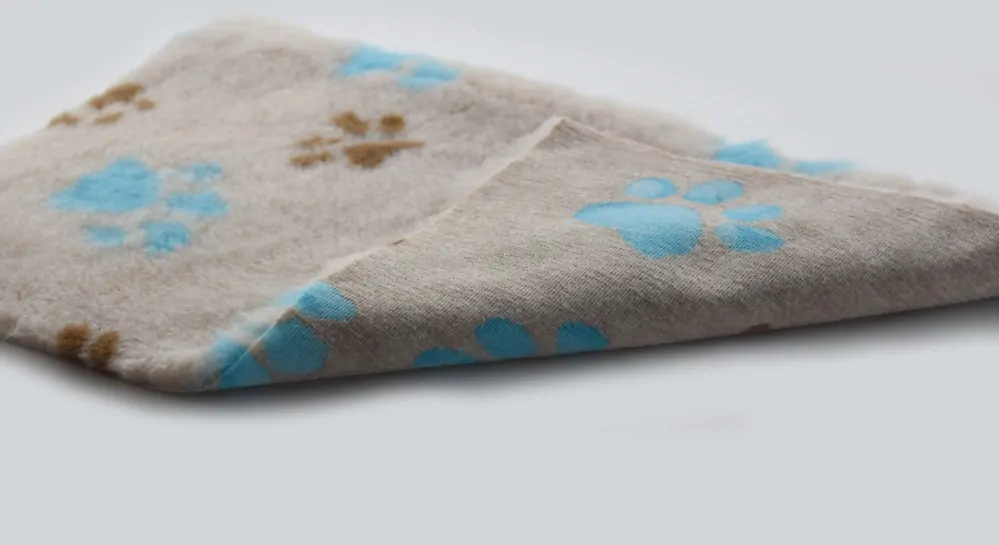 Hundematte, ISOLIEREND, Pfotenabdruck, hellblau und hellbraun