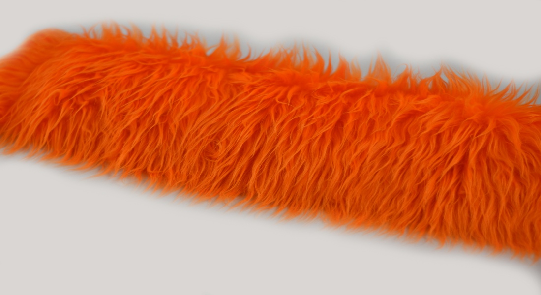 Preiswert Kunstpelz Stoff, langhaarig- orange, Flor 40 mm, Breite 160