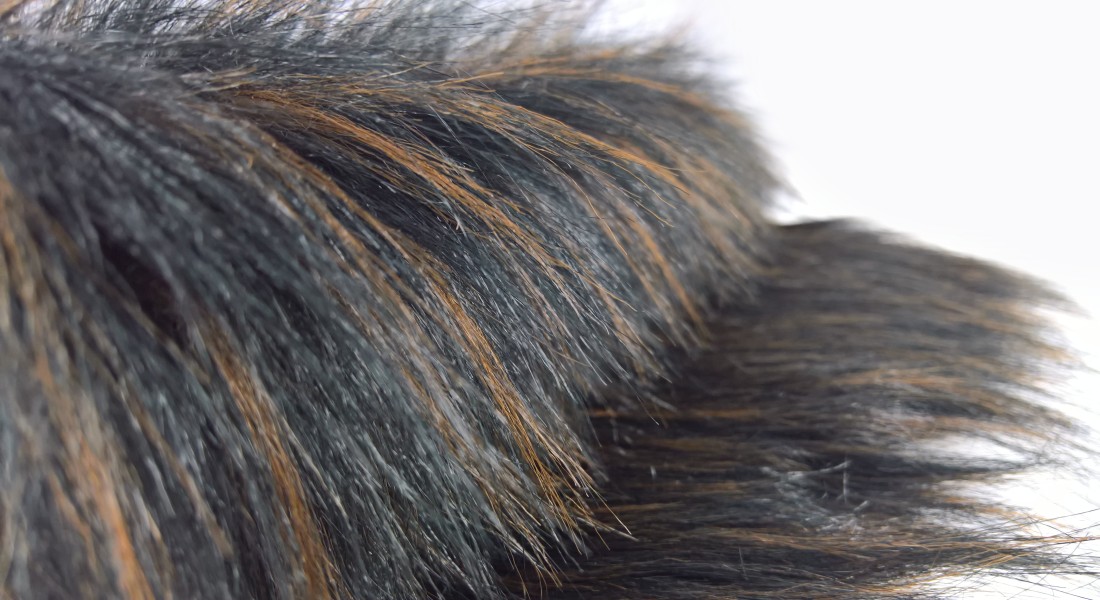 Kunstfell, schwarz melange dunkelbraun, Breite 150, Flor 60 mm