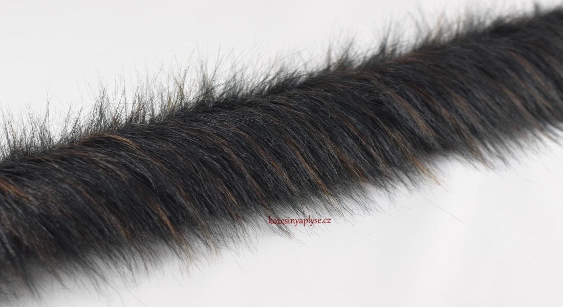 Pelzbesatz, meliert - dunkelbraun, schwarz, Flor 60mm