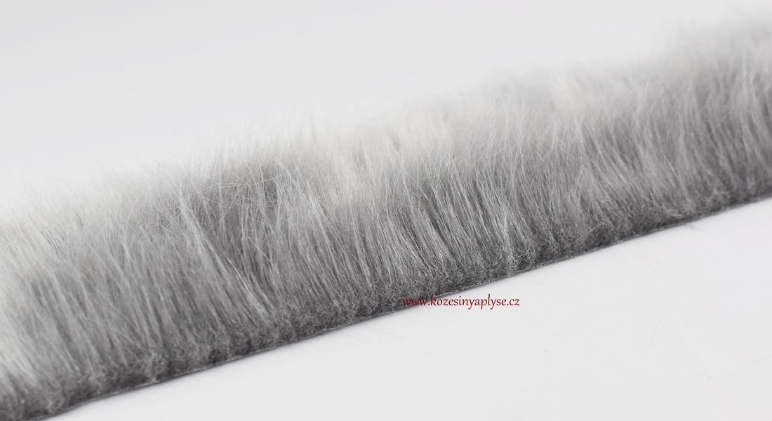 Pelzbesatz, silbergrau, Flor 60 mm