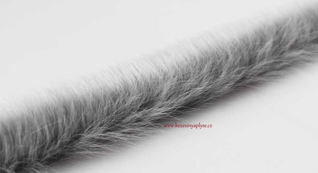 Pelzbesatz, silbergrau, Flor 60 mm